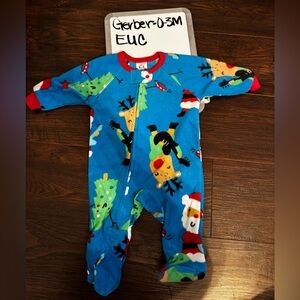 Christmas Blue footie pajamas for baby